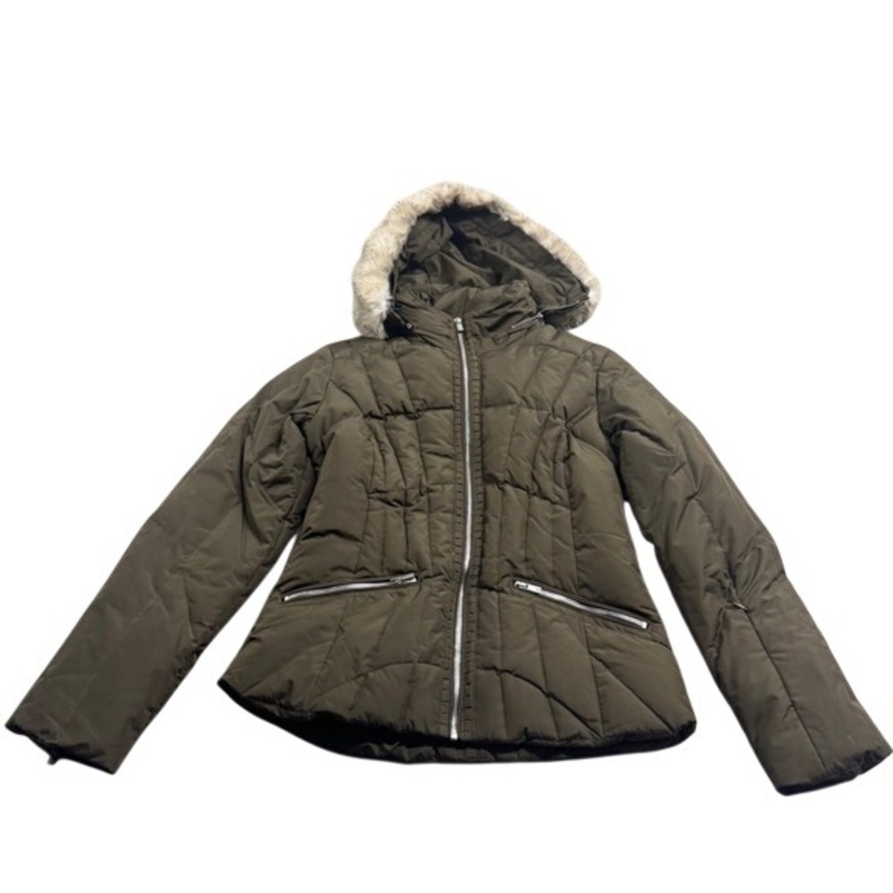 Sunice Women's Green Puffer Fur Lined Detachable Hood Ski Jacket S/6 Cozy Y2k